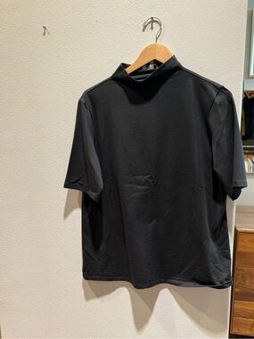 Theory Women’s Black Short-Sleeve Mockneck Teeshirt